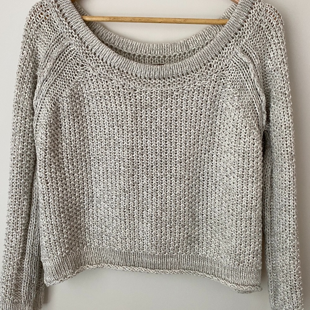 Free People Beige Cable Knit Sweater